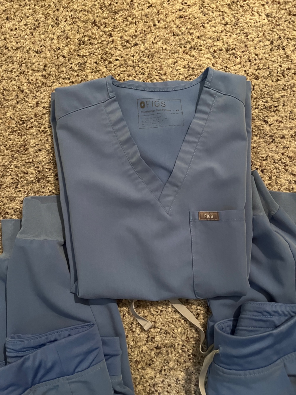 Figs Light Blue V-Neck Medical Scrub Top